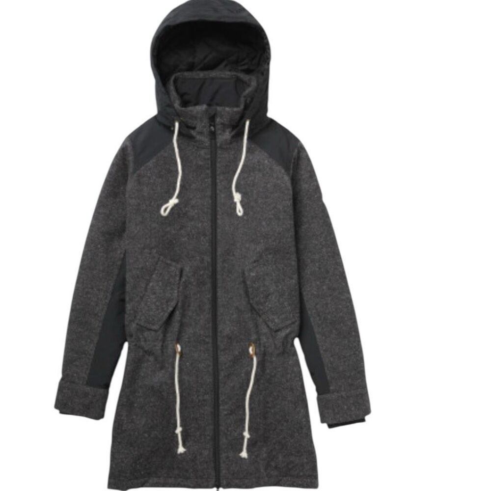 Burton Birch Women’s‎ Gray & Black Tweed Hooded Ski Winter Jacket Sz S